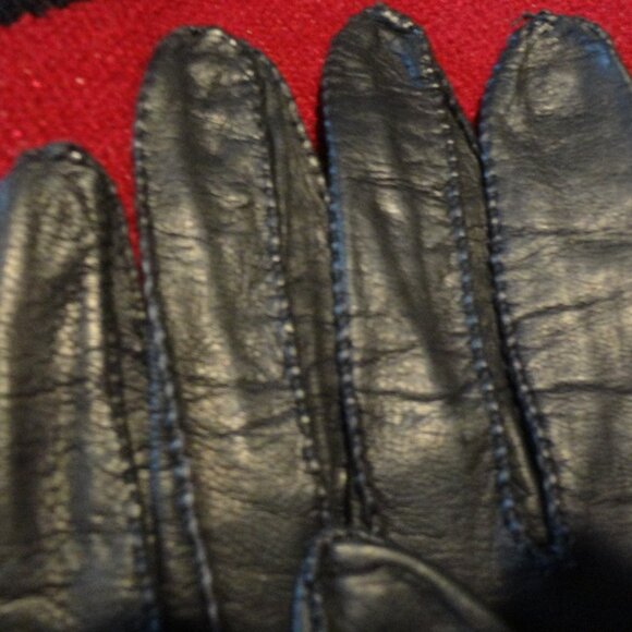 Leather Beaded 14" Evening Dress Gloves Vintage Diamond Pattern Elegant Demure ! - Picture 13 of 14